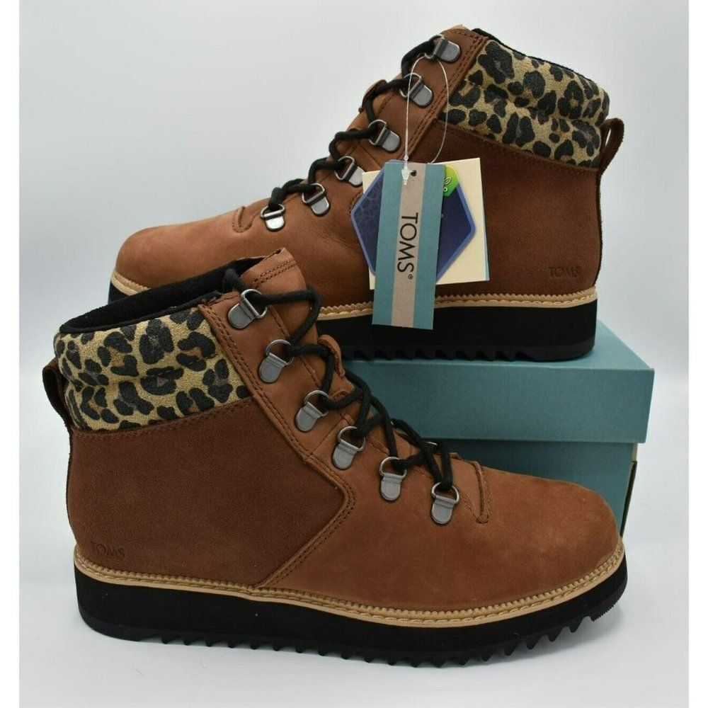 Toms Women Size 8.5 Mojave Waterproof Oiled Ember Nubuck Suede Leopard Mid Boots